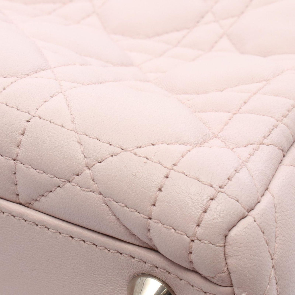 Dior Handbag Lady Dior Large Cannage 2-Way Light Pink Leather Tote Bag — view 5