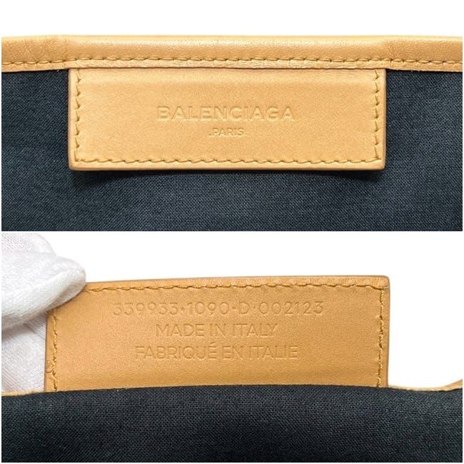 Balenciaga Tote Navy Cabas S Beige Black D Canvas Leather Border Handbag — view 3