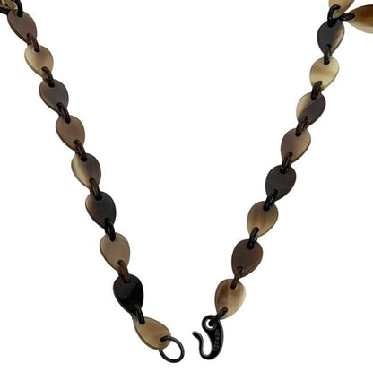 Hermes Long Necklace Beige Brown Teardrop Buffalo Horn — view 5
