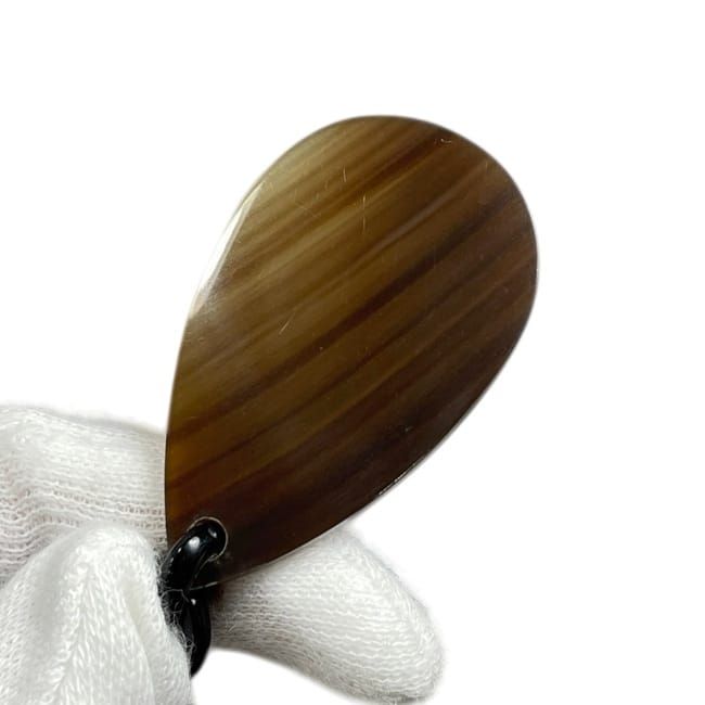 Hermes Long Necklace Beige Brown Teardrop Buffalo Horn — view 8
