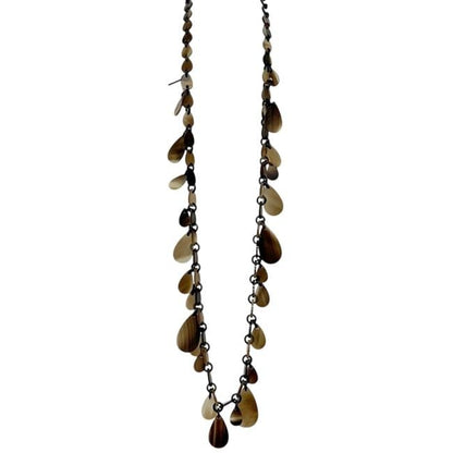 Hermes Long Necklace Beige Brown Teardrop Buffalo Horn — view 3