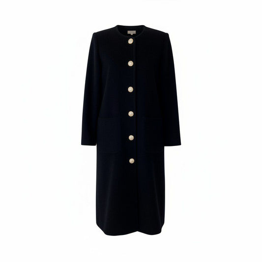 Saint Laurent Color Knit Coat Bijou Button Long L Black Wool