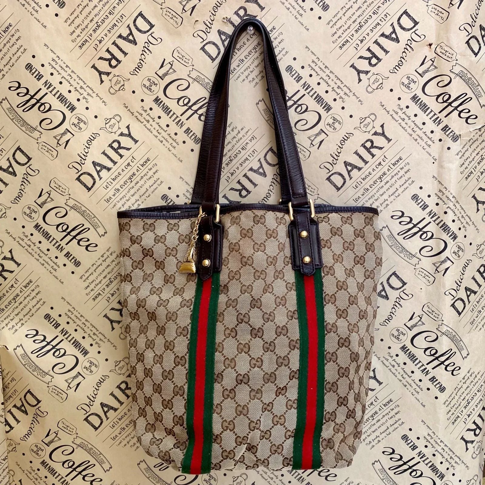 Gucci Tote Bag GG Canvas Sherry Line Business