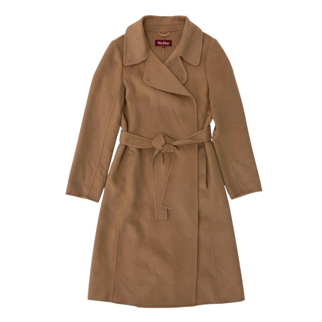 Max Mara Studio Long Gown Coat with Belt Wool Cashmere Blend L Camel — view 2