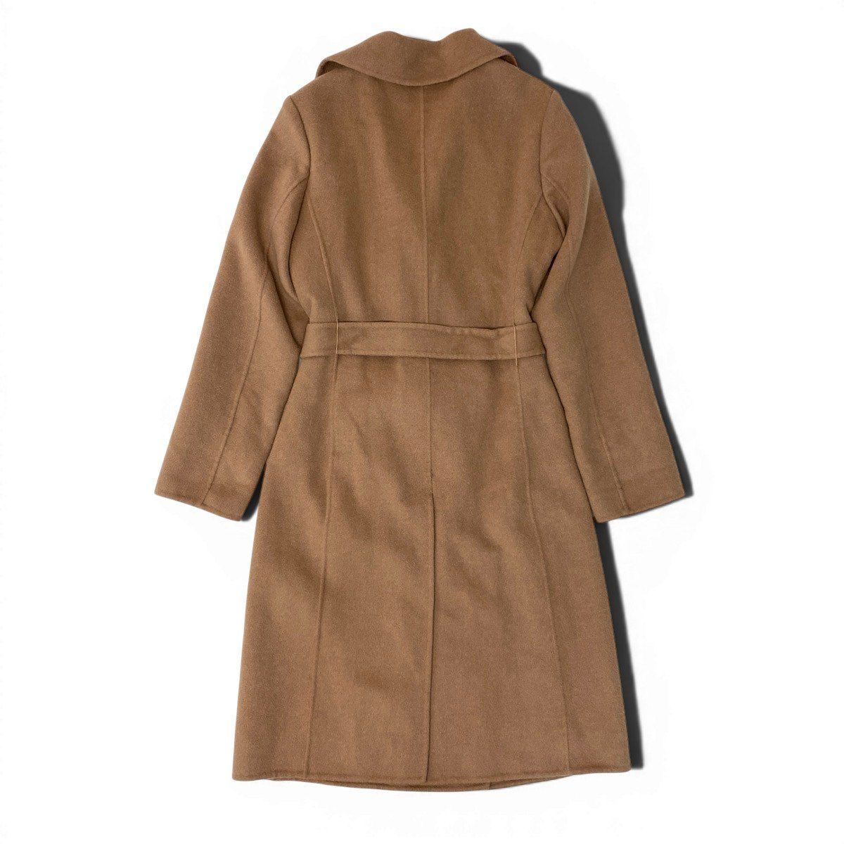 Max Mara Studio Long Gown Coat with Belt Wool Cashmere Blend L Camel — view 3
