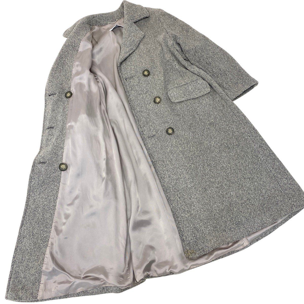 Max Mara Chesterfield Long Coat Angora Blend Double Breasted 40 Gray — view 4