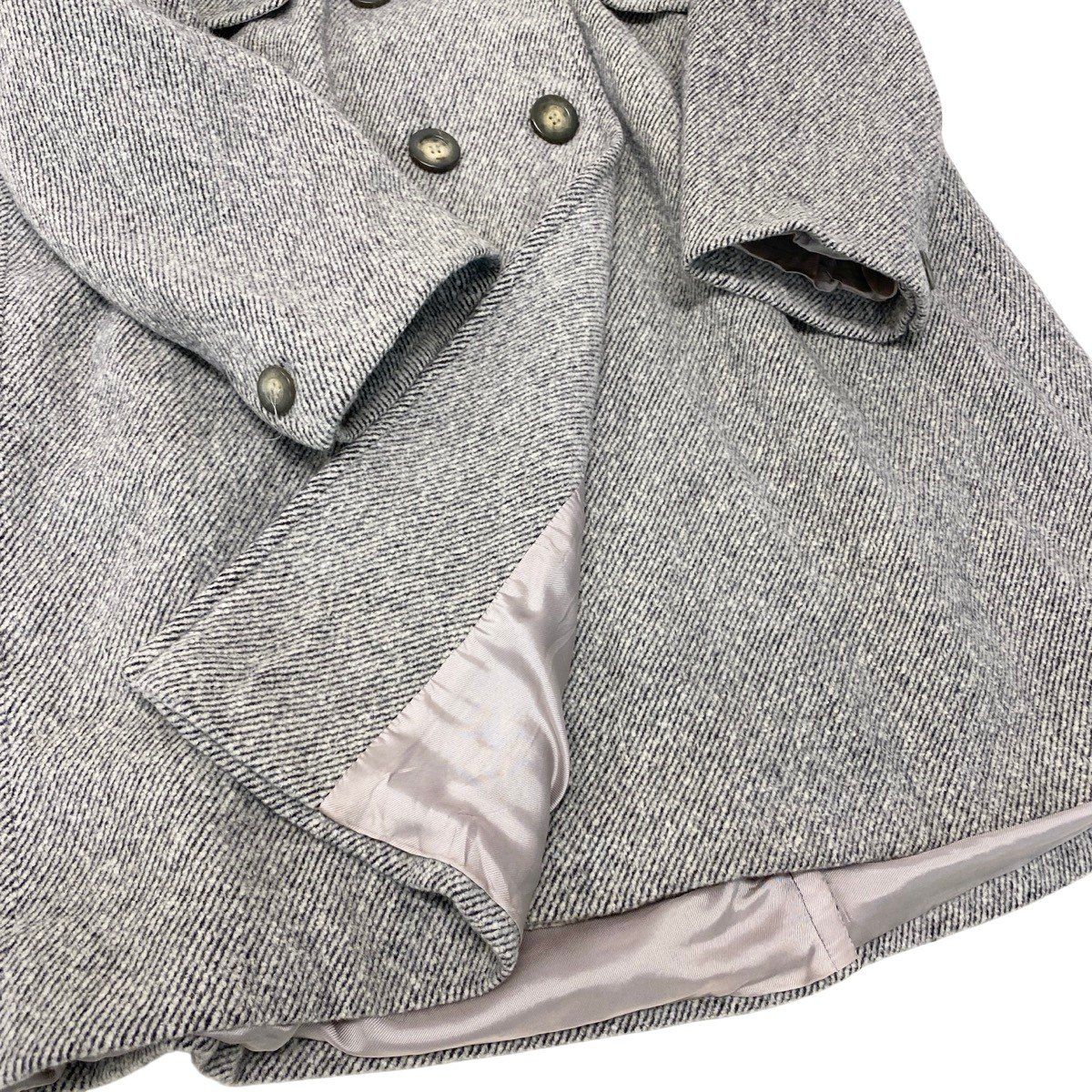 Max Mara Chesterfield Long Coat Angora Blend Double Breasted 40 Gray — view 6