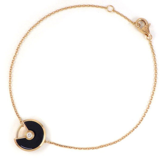 Cartier Bracelet Amulet 1 Point Diamond Onyx 18K Pink Gold
