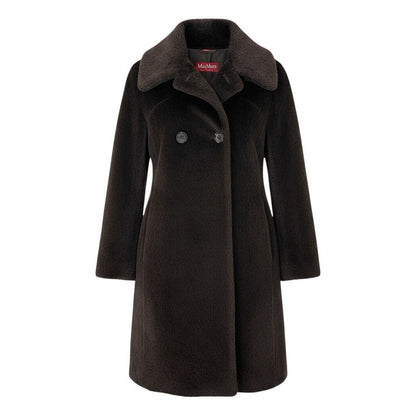 Max Mara Stand Collar Coat Volume Neck Double Breasted Alpaca Blend 40