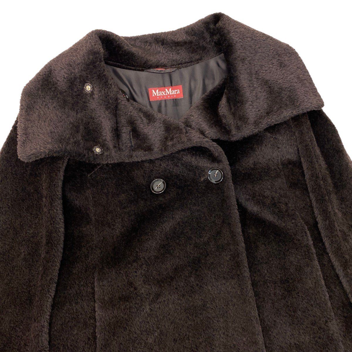 Max Mara Stand Collar Coat Volume Neck Double Breasted Alpaca Blend 40 — view 5