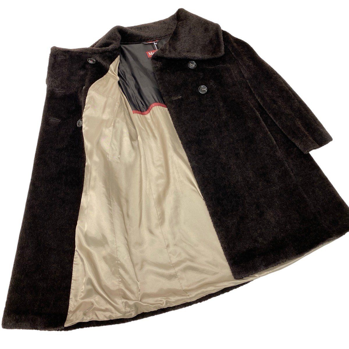 Max Mara Stand Collar Coat Volume Neck Double Breasted Alpaca Blend 40 — view 4