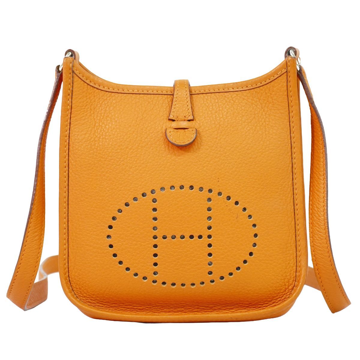 Hermes Evelyne 1 TPM Taurillon Clemence Leather Shoulder Bag Pochette Orange