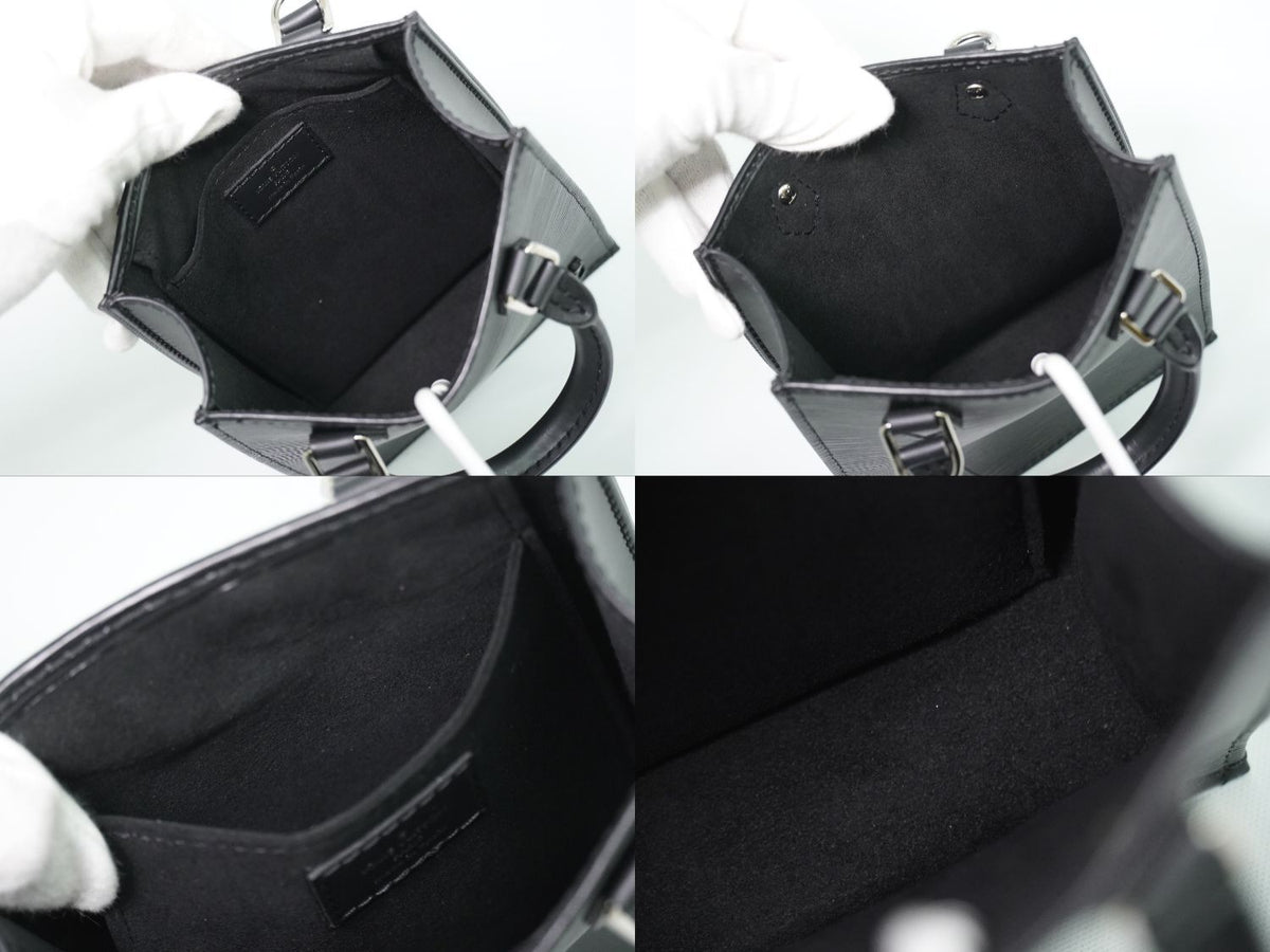 Louis Vuitton LV Petite Sac Plat Epi Leather 2-Way Shoulder Bag Noir Black — view 8
