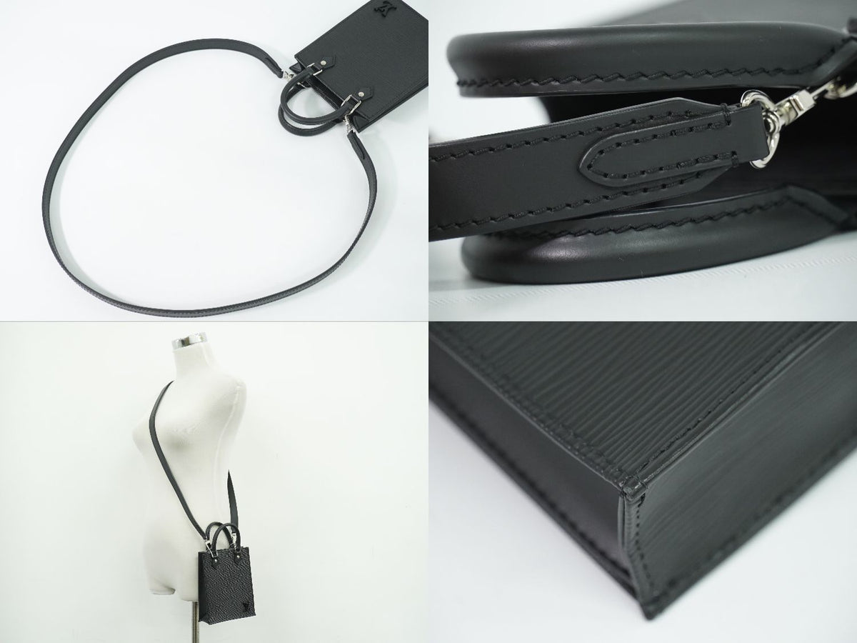 Louis Vuitton LV Petite Sac Plat Epi Leather 2-Way Shoulder Bag Noir Black — view 6
