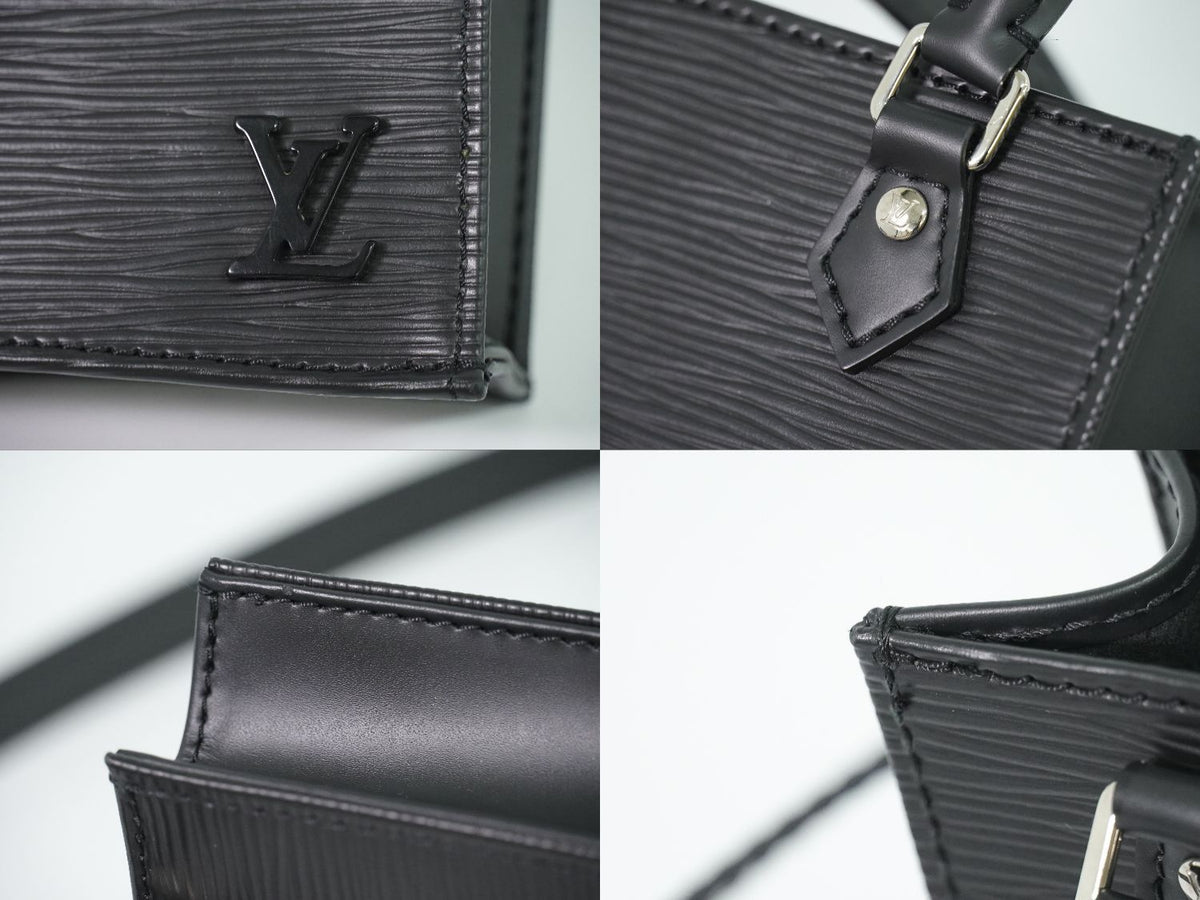 Louis Vuitton LV Petite Sac Plat Epi Leather 2-Way Shoulder Bag Noir Black — view 7