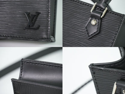 Louis Vuitton LV Petite Sac Plat Epi Leather 2-Way Shoulder Bag Noir Black — view 7