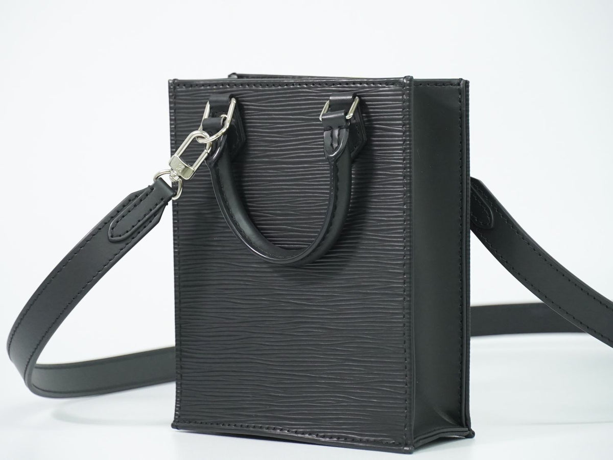 Louis Vuitton LV Petite Sac Plat Epi Leather 2-Way Shoulder Bag Noir Black — view 2