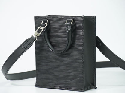 Louis Vuitton LV Petite Sac Plat Epi Leather 2-Way Shoulder Bag Noir Black — view 2