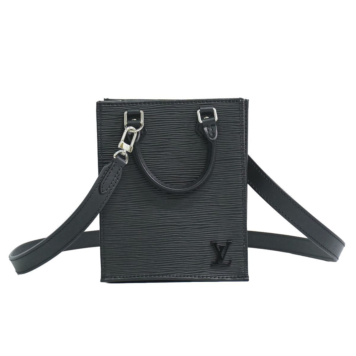 Louis Vuitton LV Petite Sac Plat Epi Leather 2-Way Shoulder Bag Noir Black