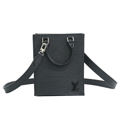 Louis Vuitton LV Petite Sac Plat Epi Leather 2-Way Shoulder Bag Noir Black
