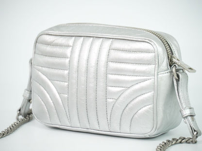 Prada Diagram Chain Shoulder Bag Pochette Leather Silver Diagramme — view 2