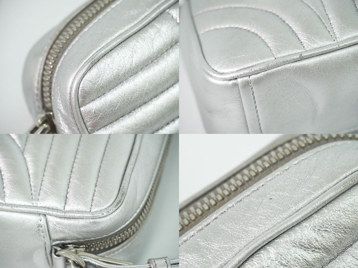 Prada Diagram Chain Shoulder Bag Pochette Leather Silver Diagramme — view 7