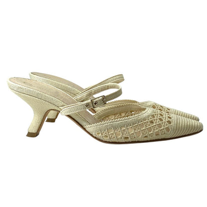 Dior Pointed Toe Lace Mesh Pumps Mules Leather Beige High Quality Daily — view 5