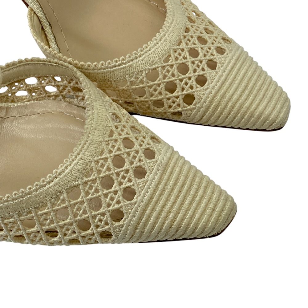 Dior Pointed Toe Lace Mesh Pumps Mules Leather Beige High Quality Daily — view 6