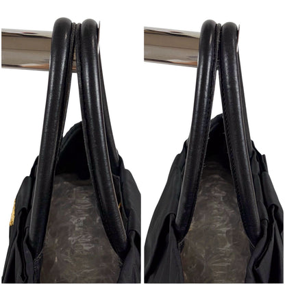Prada Big Ribbon Tote Bag Mini Big Mini Black Nero Tessuto Nylon Gold Ceremonies — view 6