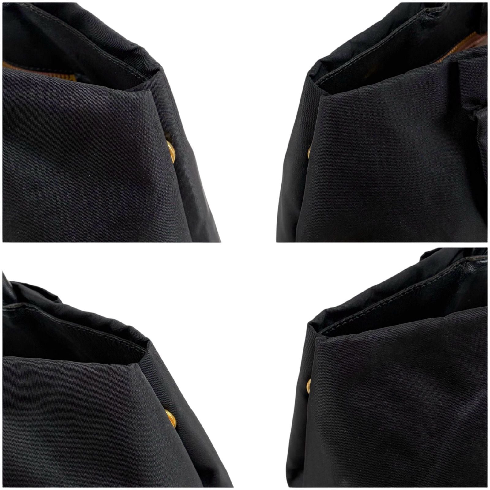 Prada Big Ribbon Tote Bag Mini Big Mini Black Nero Tessuto Nylon Gold Ceremonies — view 4