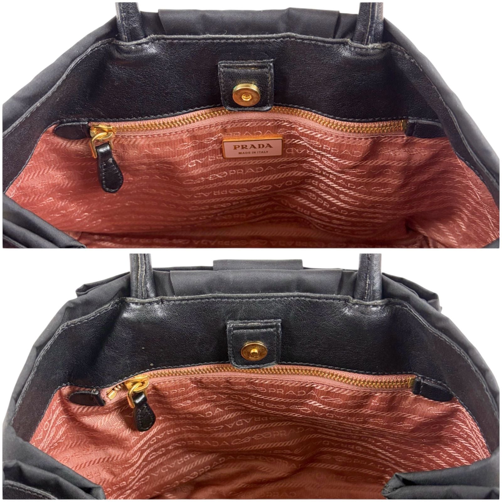Prada Big Ribbon Tote Bag Mini Big Mini Black Nero Tessuto Nylon Gold Ceremonies — view 7