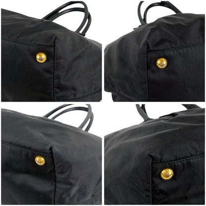 Prada Big Ribbon Tote Bag Mini Big Mini Black Nero Tessuto Nylon Gold Ceremonies — view 5