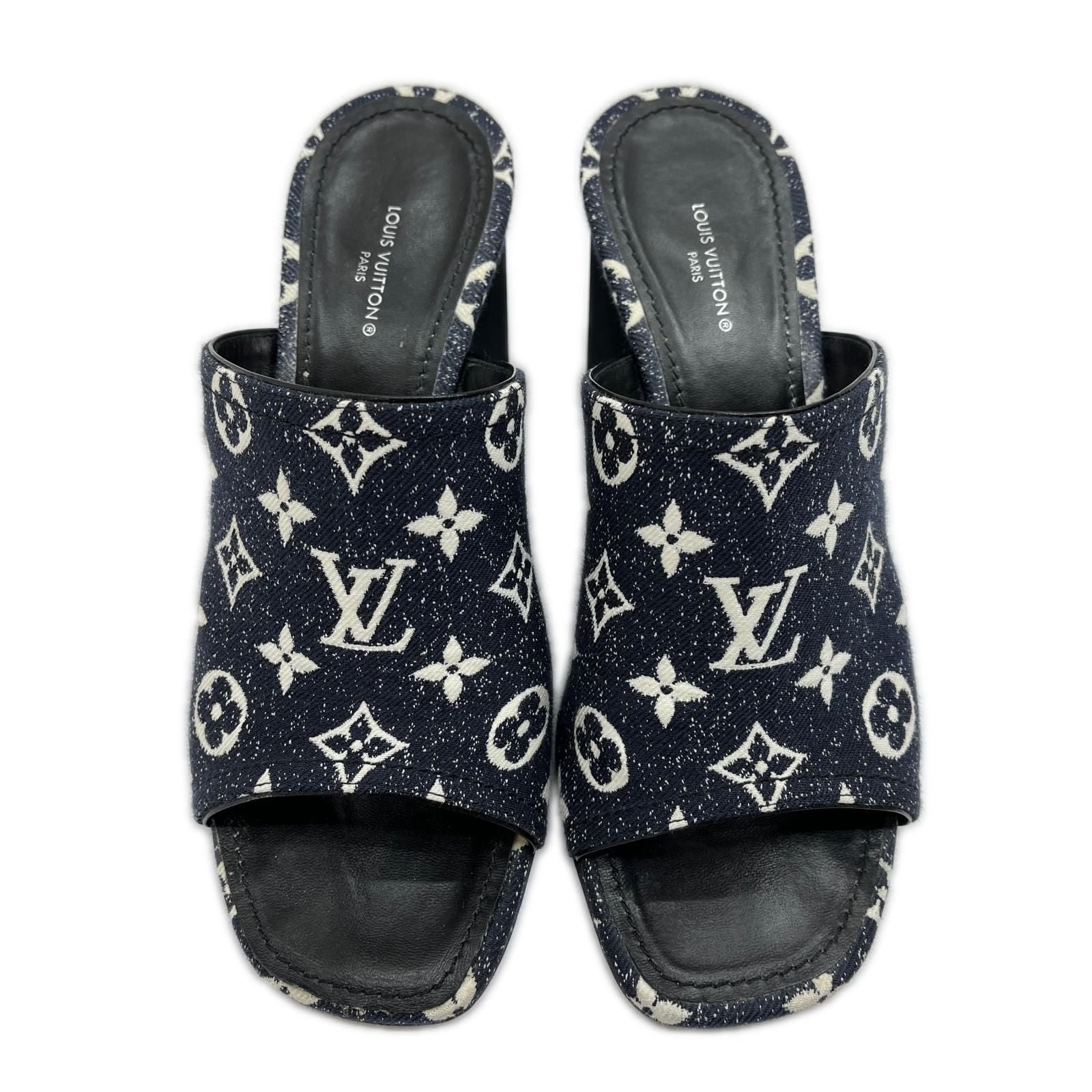 Louis Vuitton Silhouette Line Sandals Denim Sole Damage Navy 39 — view 2