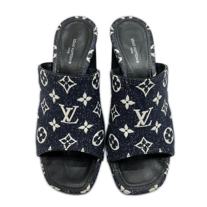 Louis Vuitton Silhouette Line Sandals Denim Sole Damage Navy 39 — view 2