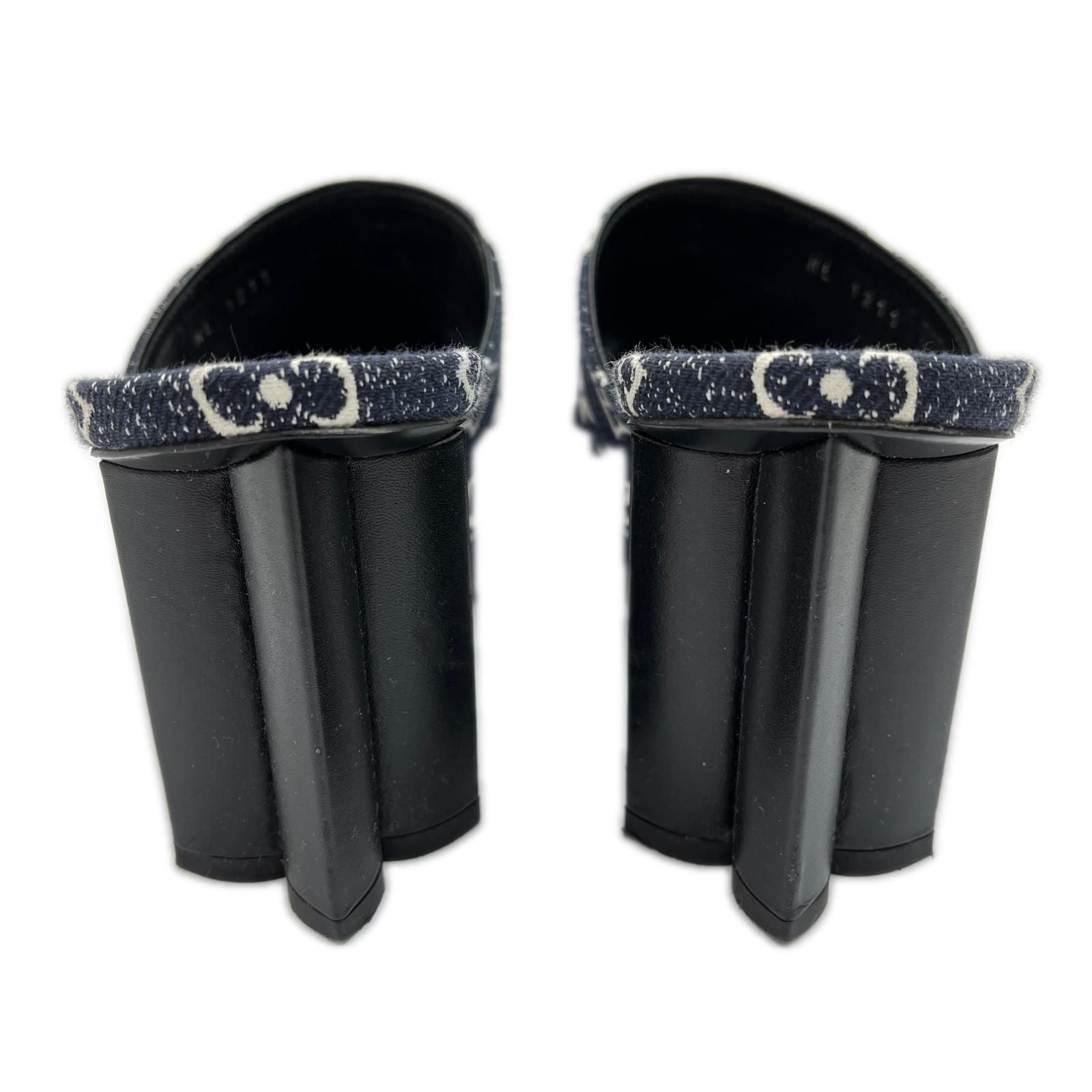 Louis Vuitton Silhouette Line Sandals Denim Sole Damage Navy 39 — view 6