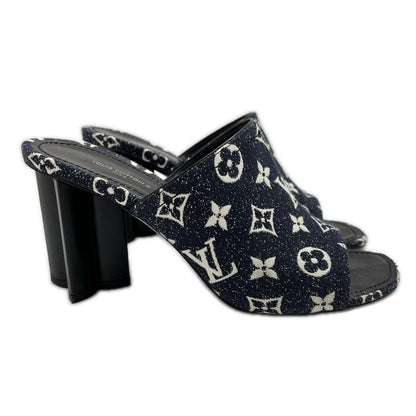 Louis Vuitton Silhouette Line Sandals Denim Sole Damage Navy 39 — view 4