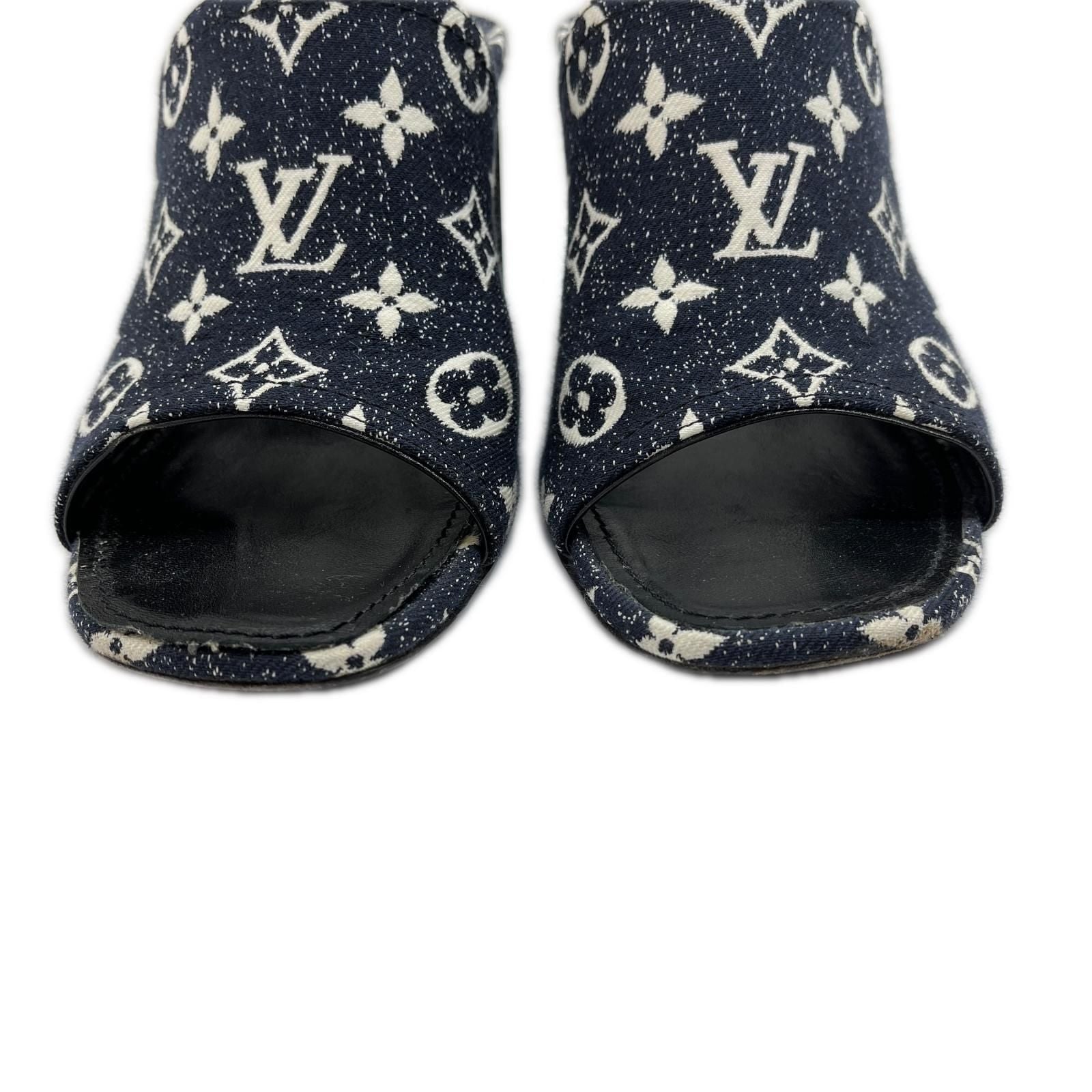 Louis Vuitton Silhouette Line Sandals Denim Sole Damage Navy 39 — view 5