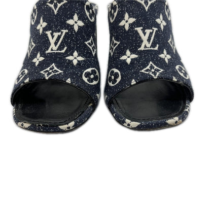 Louis Vuitton Silhouette Line Sandals Denim Sole Damage Navy 39 — view 5