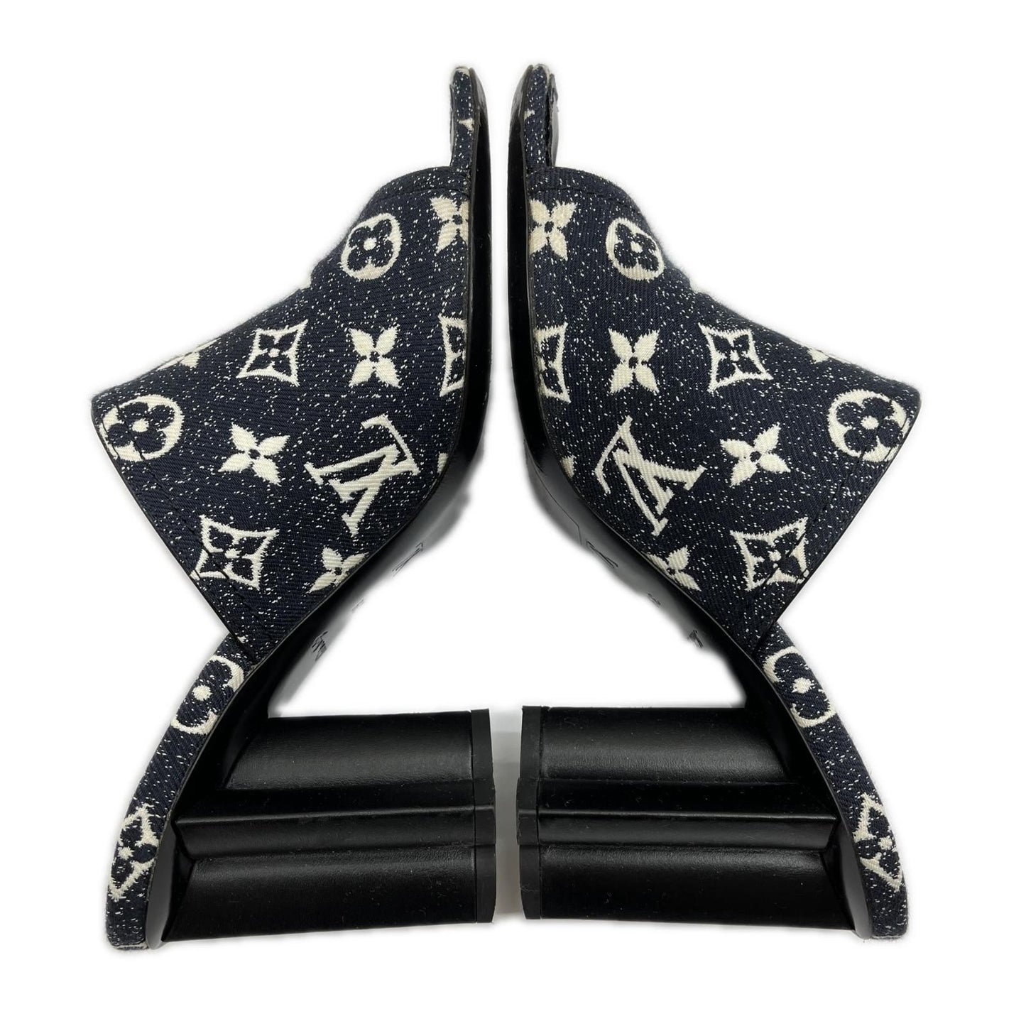 Louis Vuitton Silhouette Line Sandals Denim Sole Damage Navy 39 — view 7