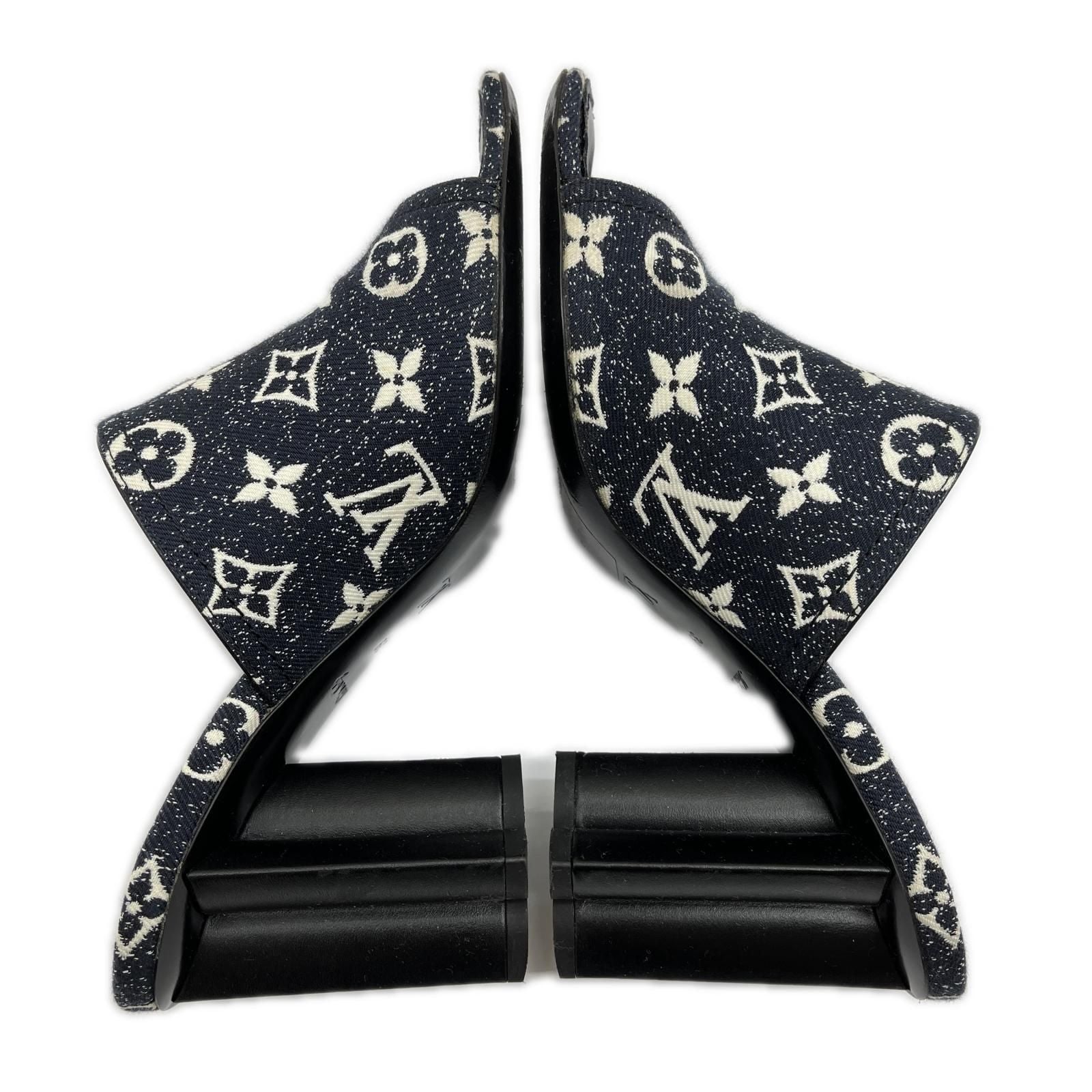 Louis Vuitton Silhouette Line Sandals Denim Sole Damage Navy 39 — view 7