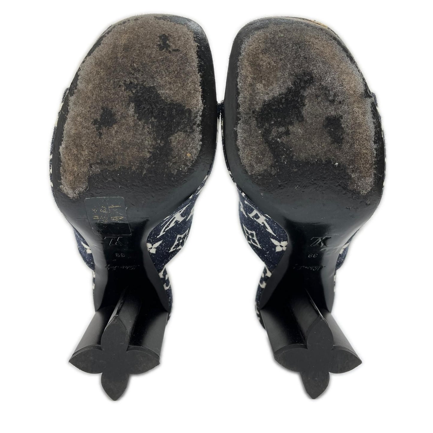 Louis Vuitton Silhouette Line Sandals Denim Sole Damage Navy 39 — view 8
