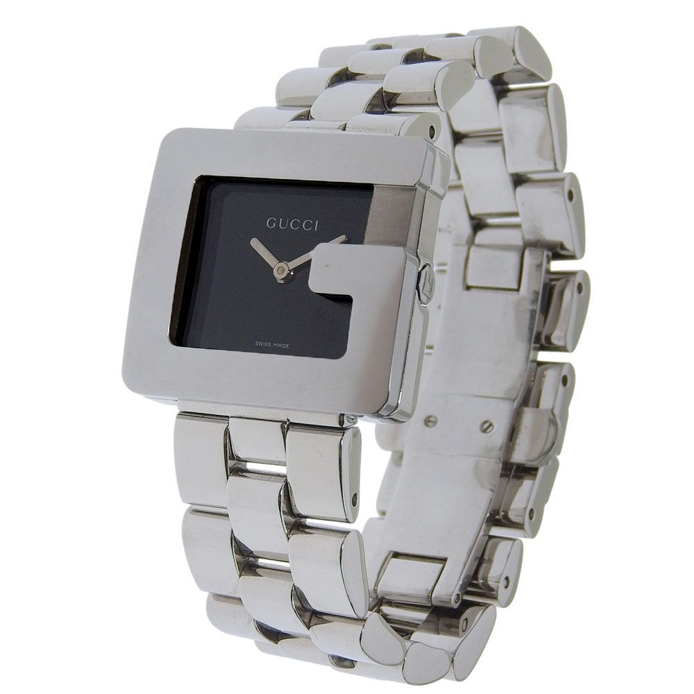 Gucci Square Stainless Steel Quartz Analog Display Black Dial Watch — view 2