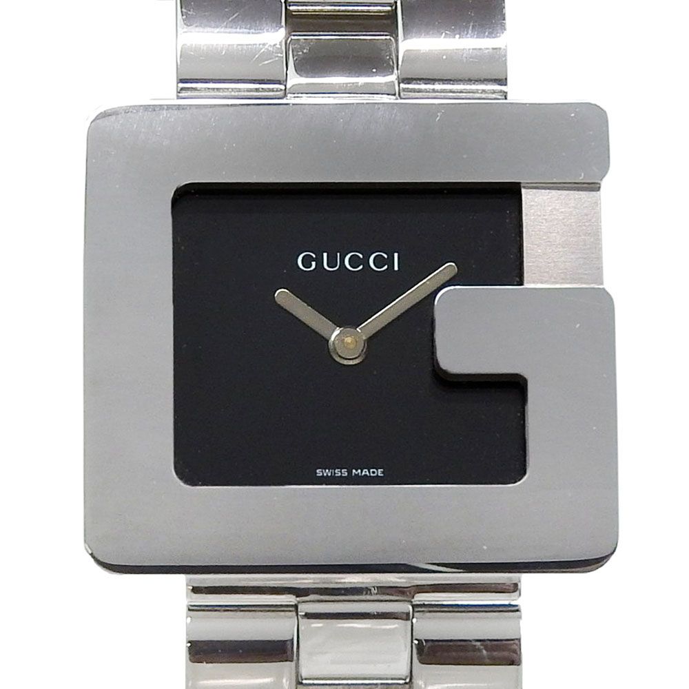 Gucci Square Stainless Steel Quartz Analog Display Black Dial Watch