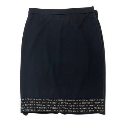 Fendi Logo Print Knit Skirt Knee Length Wool — view 2