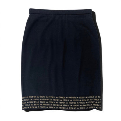 Fendi Logo Print Knit Skirt Knee Length Wool — view 3