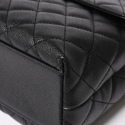 Chanel Quilted CC Logo CC Handbag Top Handle Turnlock Caviar Leather Black Gold — view 8