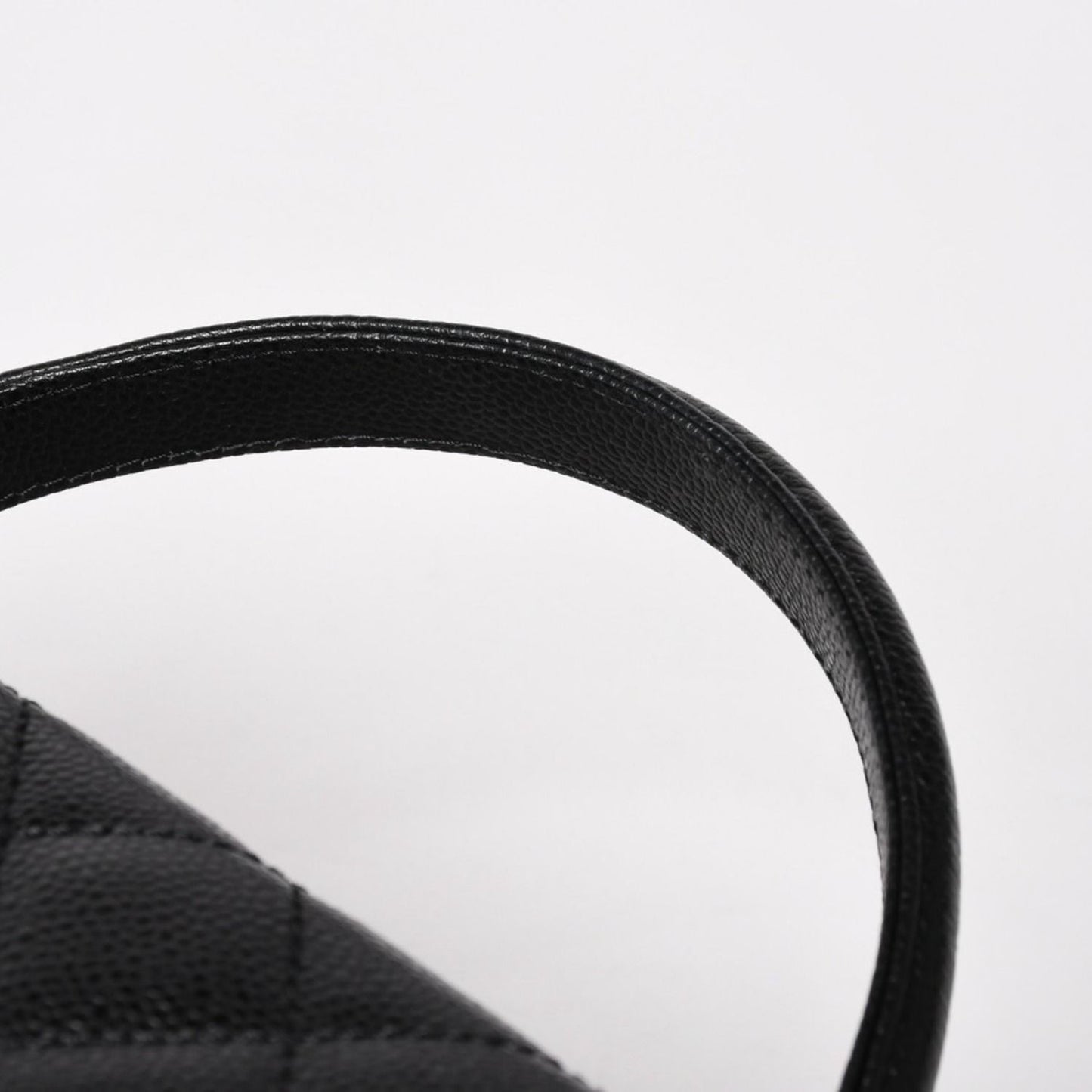Chanel Quilted CC Logo CC Handbag Top Handle Turnlock Caviar Leather Black Gold — view 6