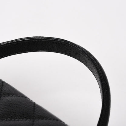 Chanel Quilted CC Logo CC Handbag Top Handle Turnlock Caviar Leather Black Gold — view 6