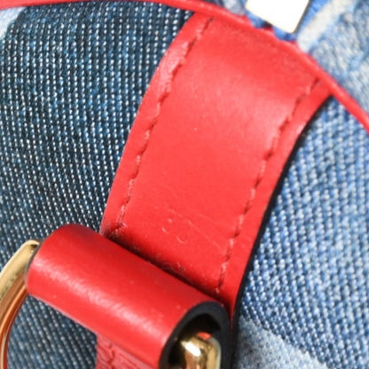 Louis Vuitton Speedy 30 Monogram Denim Square Patchwork Blue Red Gold Handbag — view 7