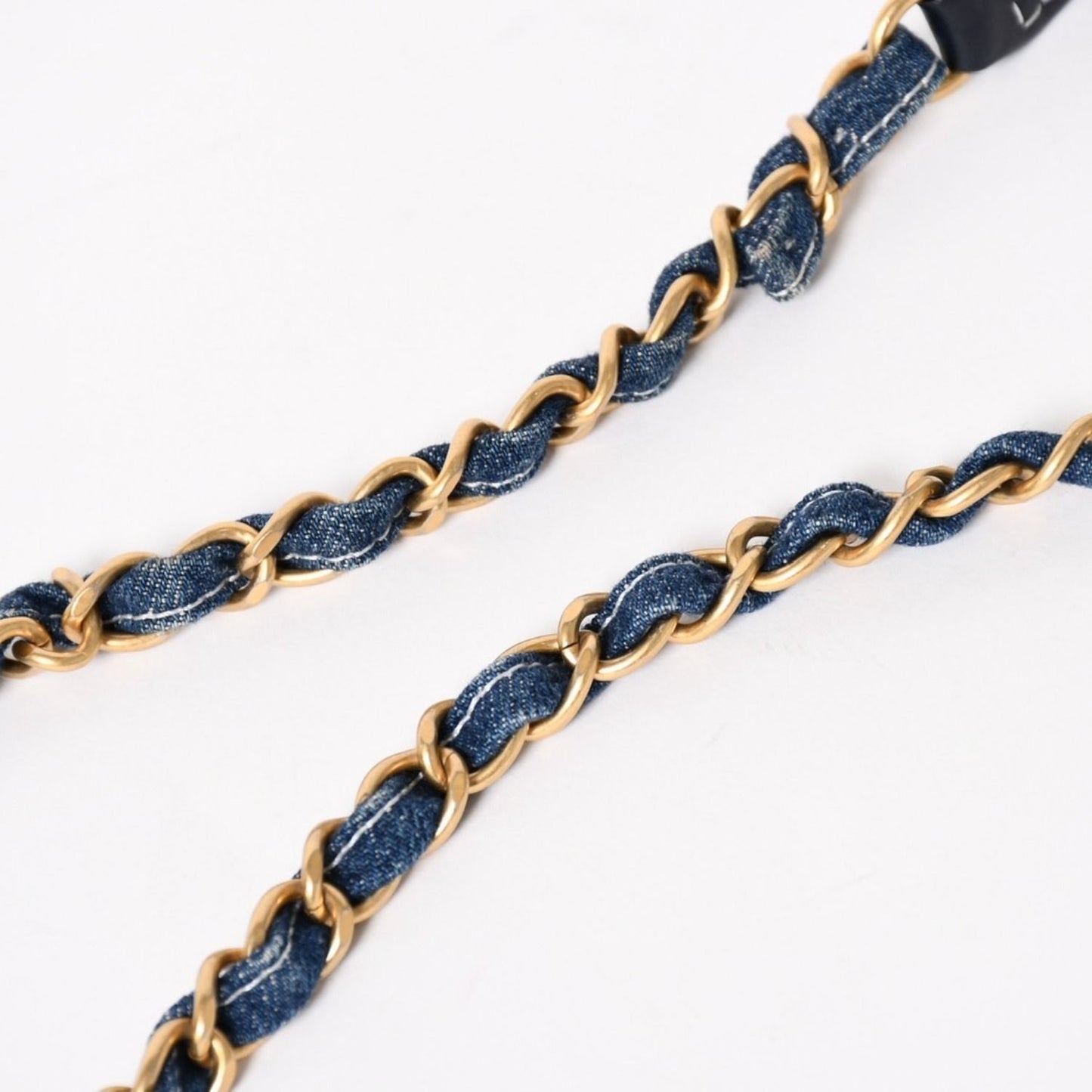 Chanel Vanity Chain Shoulder Bag CC Logo Denim Wild Stitch Gold — view 6